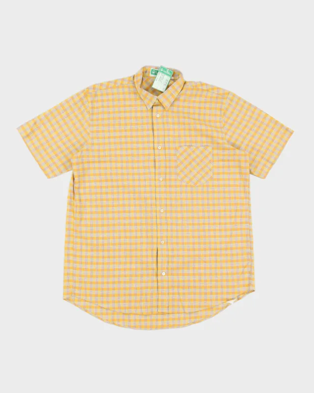 Vintage 80s Benetton Yellow Checked Short Sleeved Shirt Deadstock With Tags - L sold by Rokit