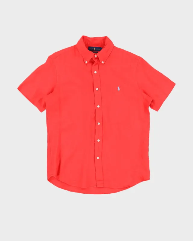 Ralph Lauren Red Linen Short Sleeved Shirt - M made by Ralph Lauren