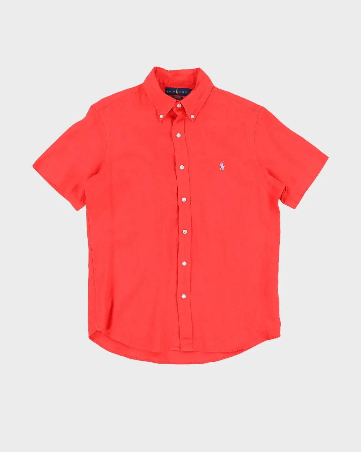 Ralph Lauren Red Linen Short Sleeved Shirt - M sold by Rokit