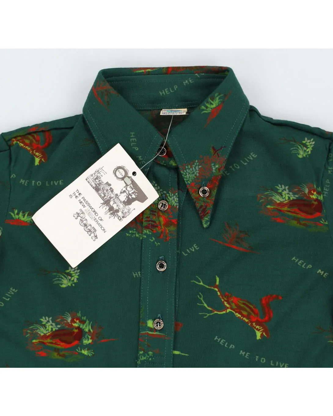 Vintage 70s Pooh Jeans Green Squirrel Print Blouse - M/L sold by Rokit product image thumbnail 3