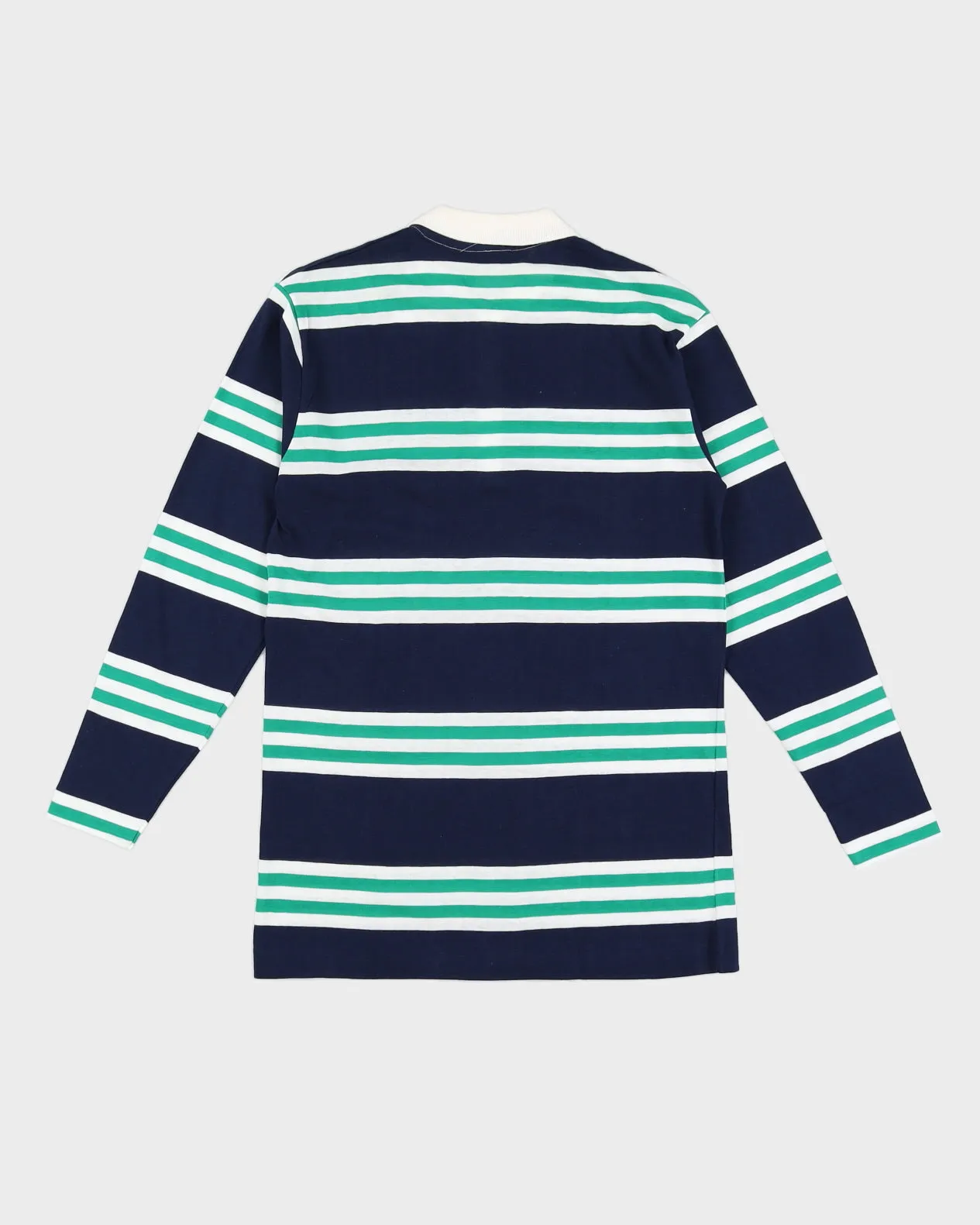 Vintage 70s Benetton Blue Striped Long Sleeved Polo Shirt Deadstock With Tags - M sold by Rokit product image thumbnail 2