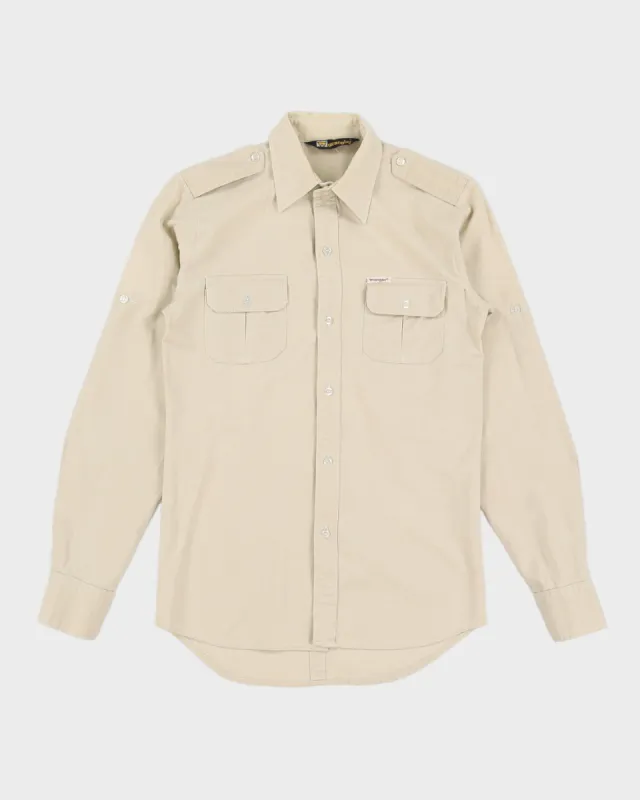 Vintage 80s Wrangler Blue Bell Beige Long Sleeved Shirt -S sold by Rokit