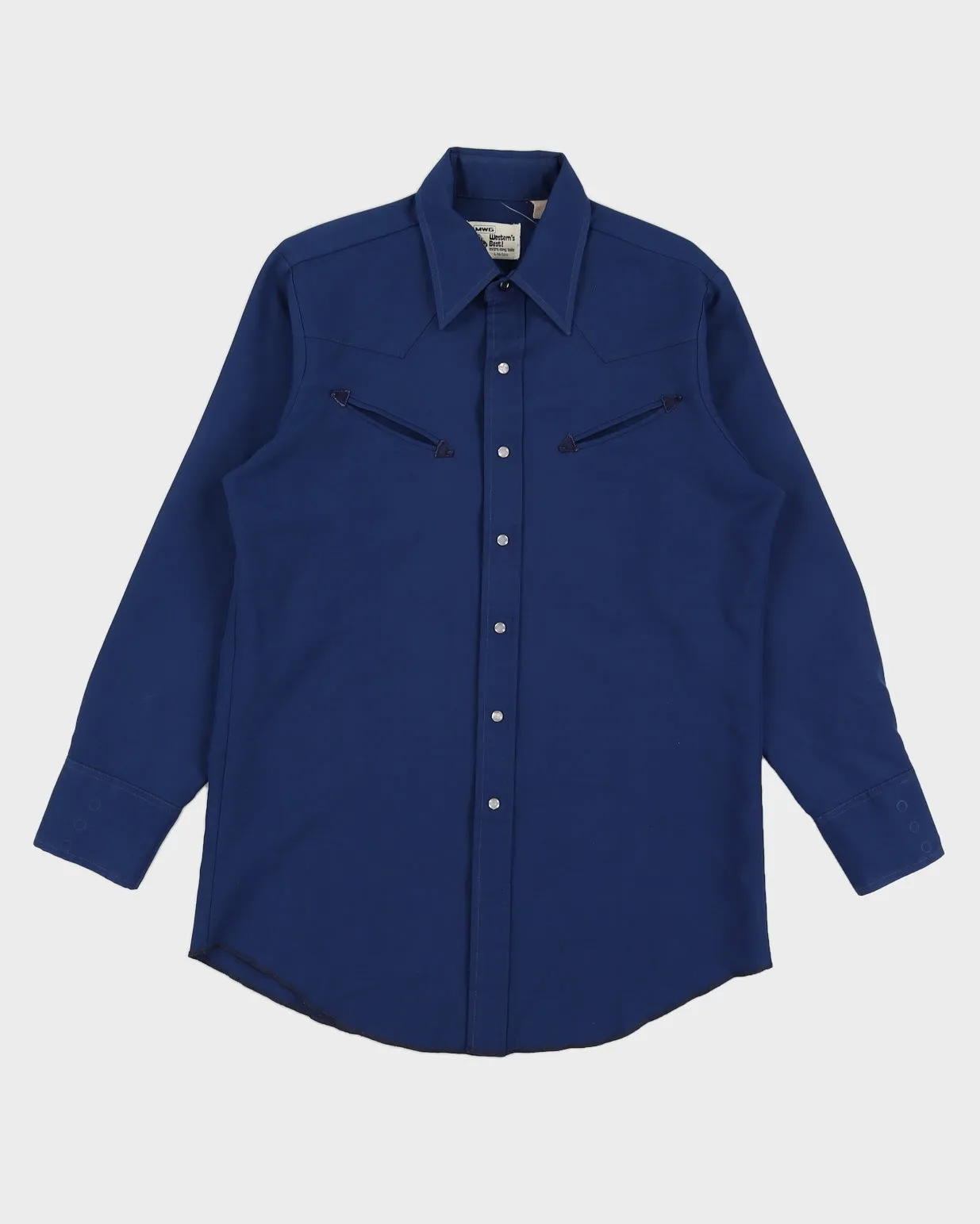 Vintage 70s MWG Western's Blue Long Sleeved Shirt - L sold by Rokit