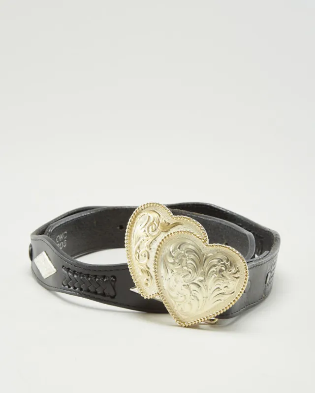 Vintage Leather & Gold Western Love Heart Belt - W28 sold by Rokit