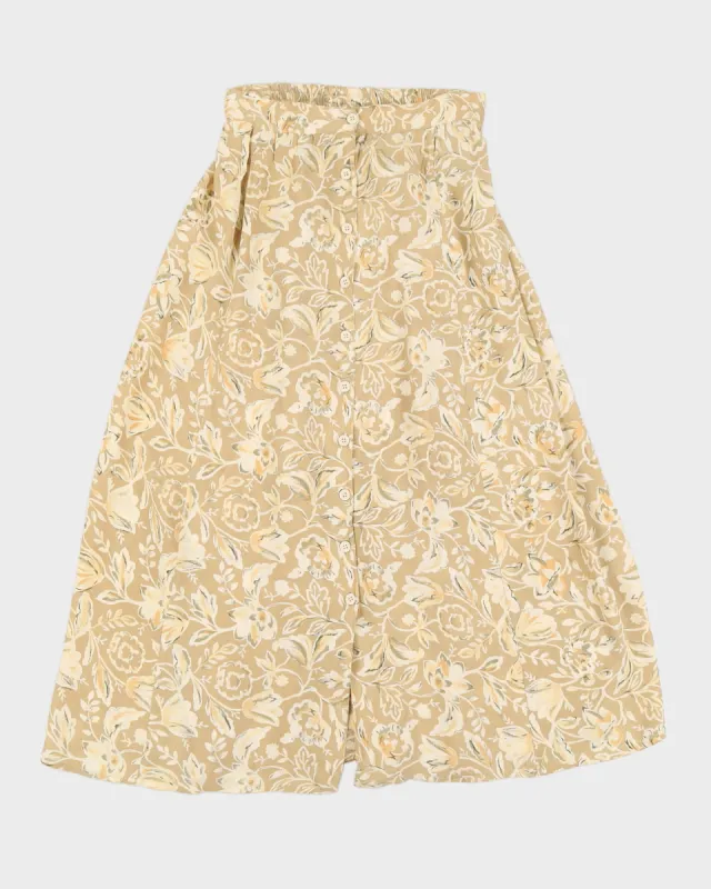 Vintage 90s Symphony Beige Floral Button Down Skirt - M sold by Rokit