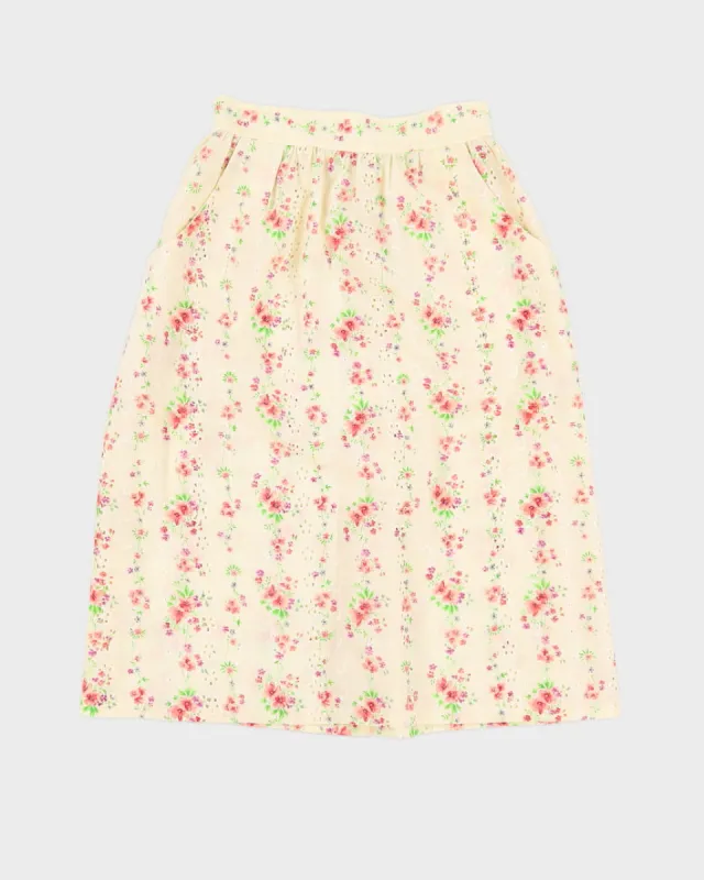 Vintage 1980s Yellow Floral Midi Skirt - XS sold by Rokit