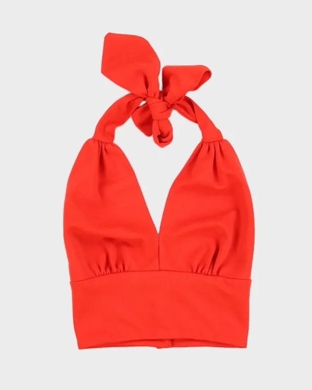 1970s Orange Halter Neck Top - XS made by Rokit