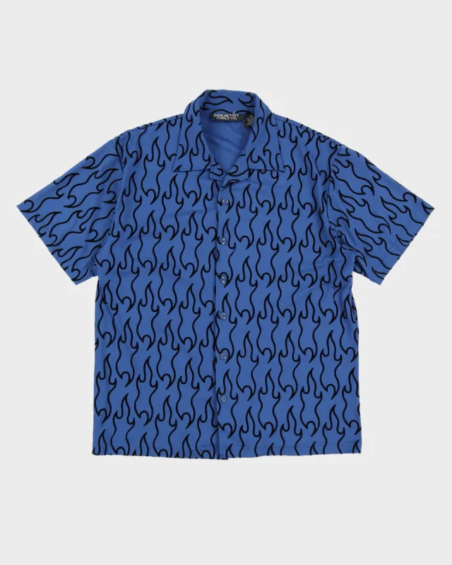 Blue Flame Patterned Shirt - S sold by Rokit
