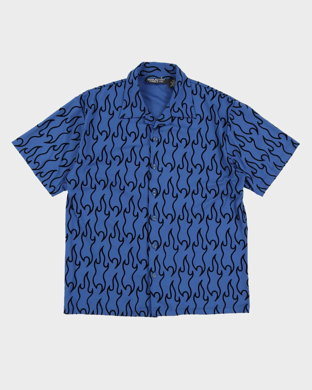 Blue Flame Patterned Shirt - S sold by Rokit