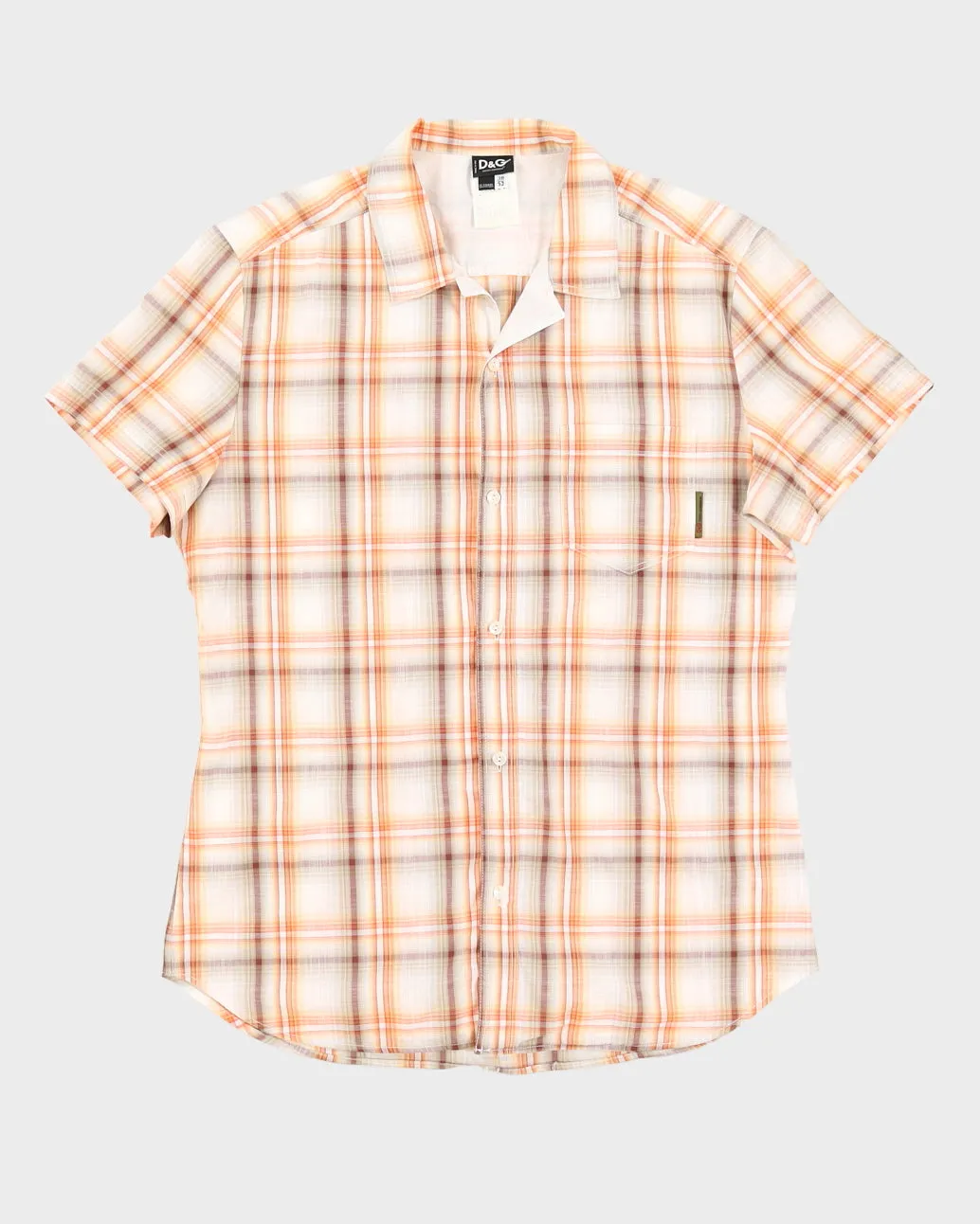 00s Dolce & Gabbana Orange Check Shirt - L sold by Rokit