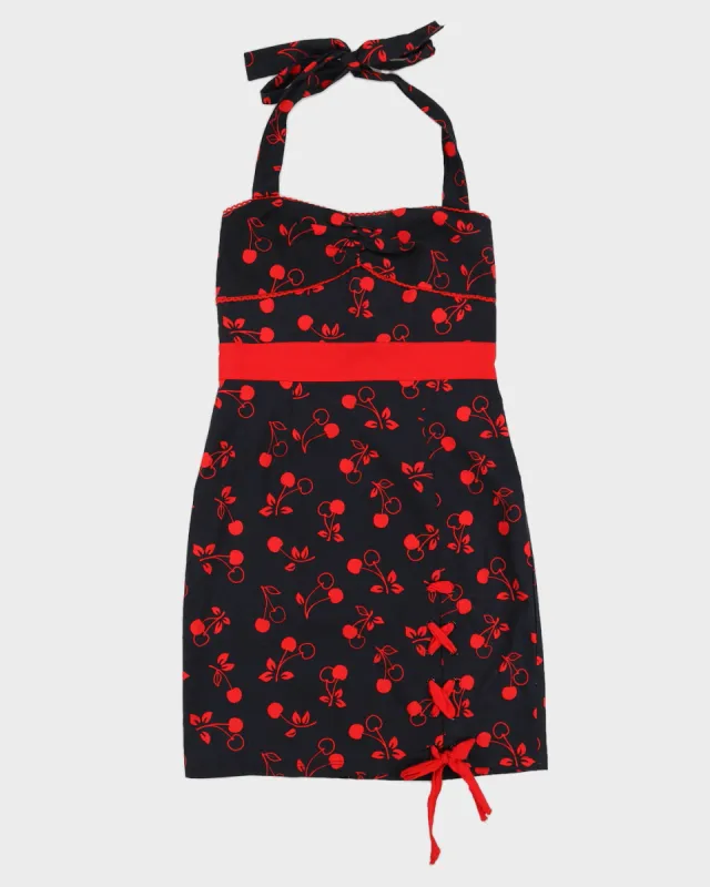 00s Cherry Print Halter Neck Dress - XXS sold by Rokit