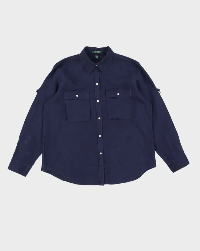 Ralph Lauren Navy Linen Shirt - XL sold by Rokit