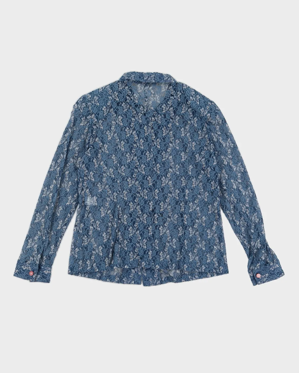 Blue Lace Long Sleeved Shirt - S sold by Rokit product image thumbnail 2