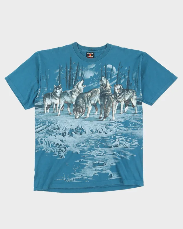 Vintage Wolf Print Single Stitch T-Shirt - XL sold by Rokit