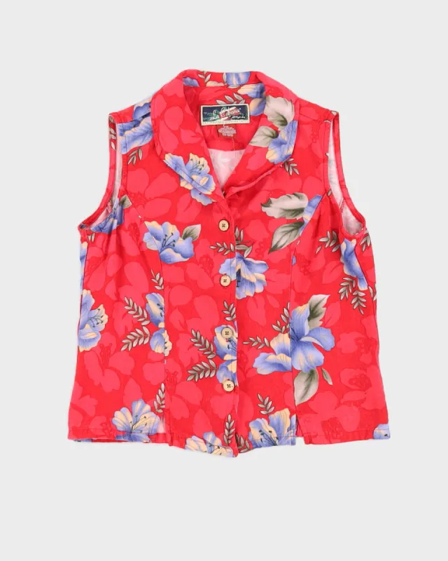 Pink Sleeveless Hawaiian Shirt - S sold by Rokit