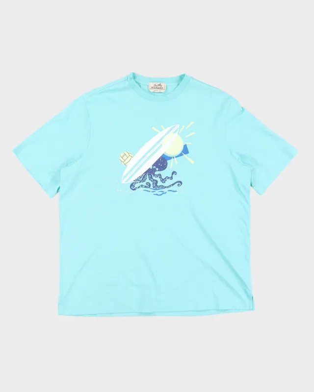 Hermes Blue Surfboard Beach T-Shirt - XL made by Rokit