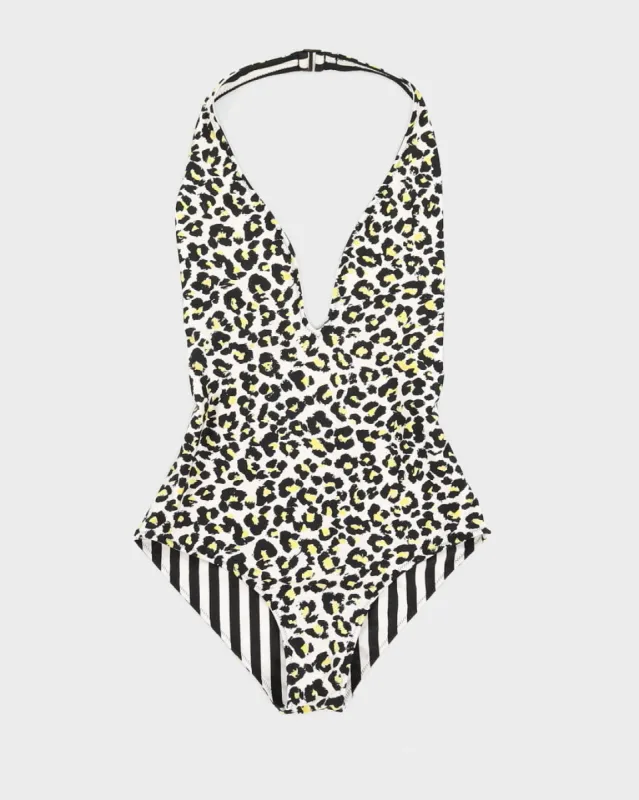 Reversible Leopard Print and Striped Swimsuit - M sold by Rokit