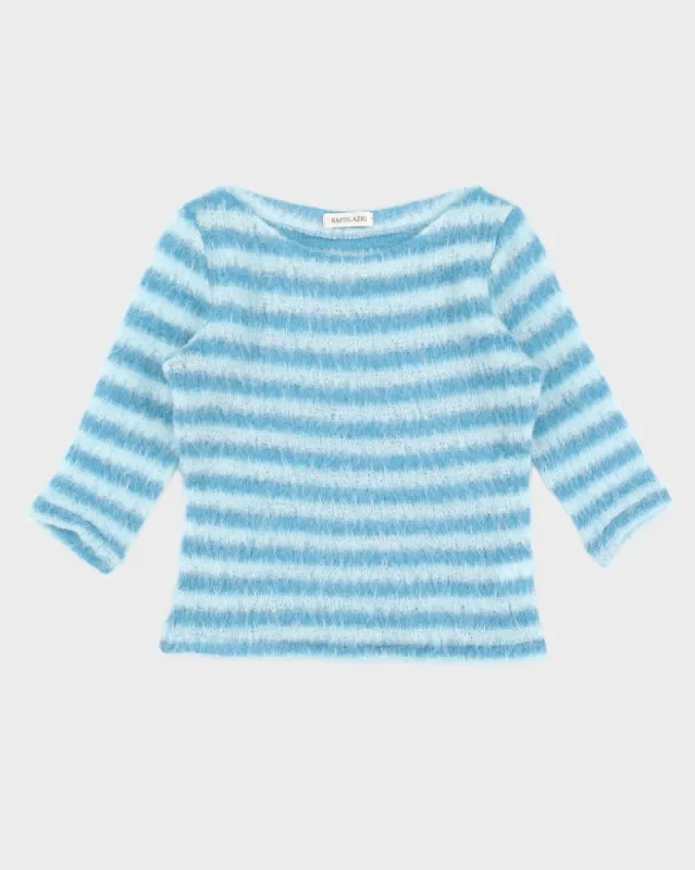 Blue Striped Y2K Jumper - XXS sold by Rokit
