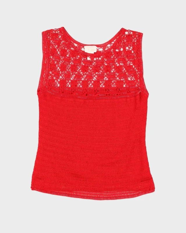 Y2K Crochet Beaded Cami Top - M sold by Rokit