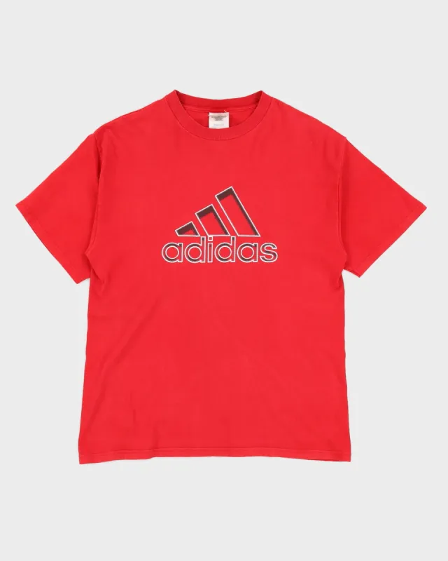 00s Adidas Red Logo T-Shirt - L sold by Rokit