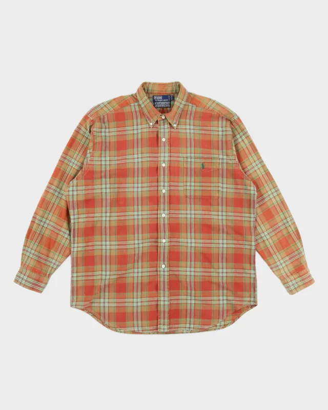 Brown and Red Checked Ralph Lauren Shirt - XL sold by Rokit