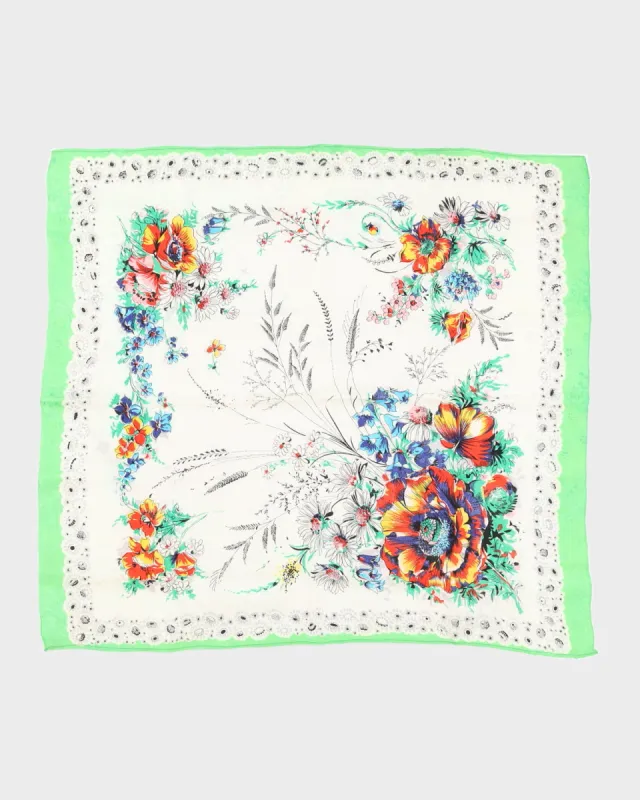 1990s Rayon Damask Green Floral Scarf sold by Rokit