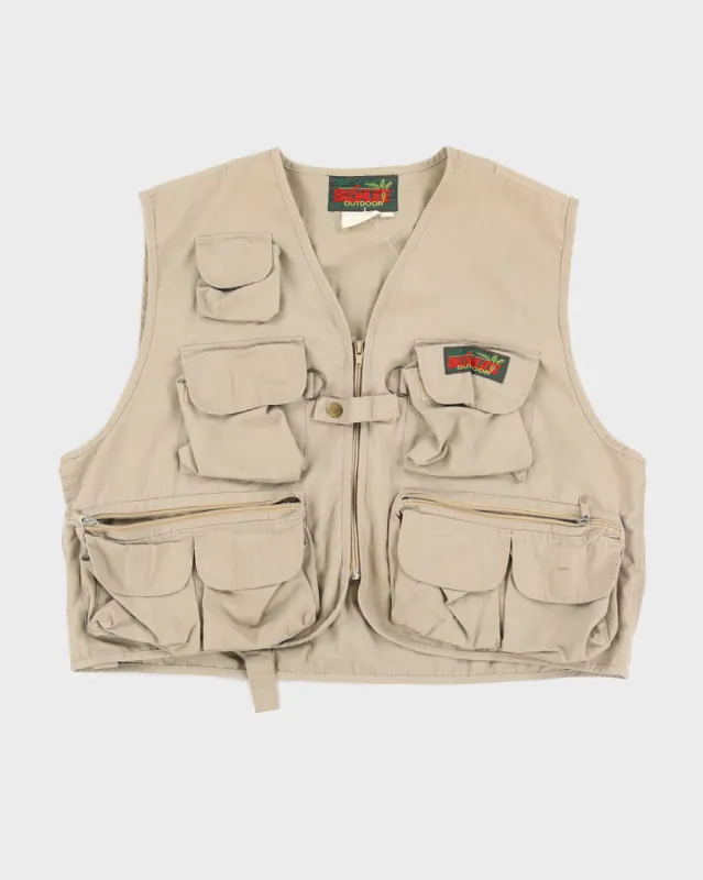 Vintage 90s BushLine Beige Utility Gilet - M sold by Rokit