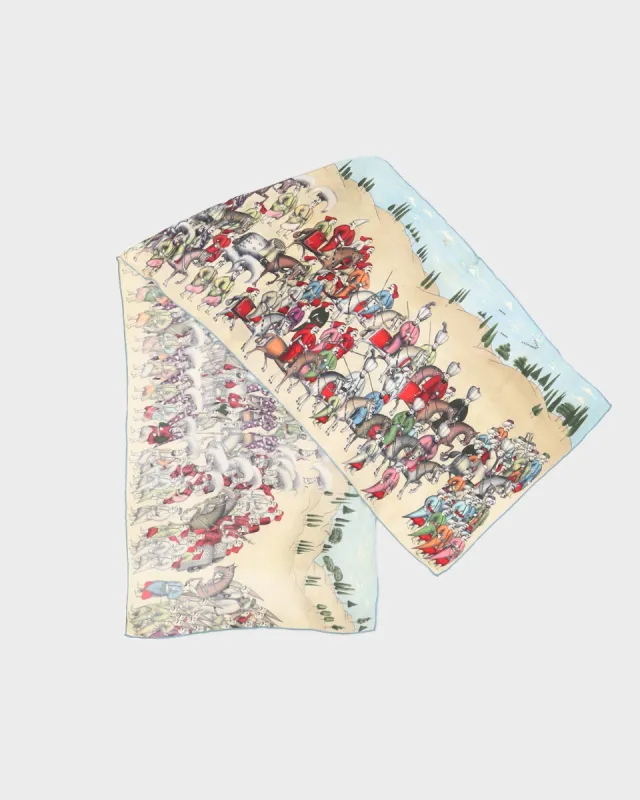 Figures Patterned Silk Scarf sold by Rokit