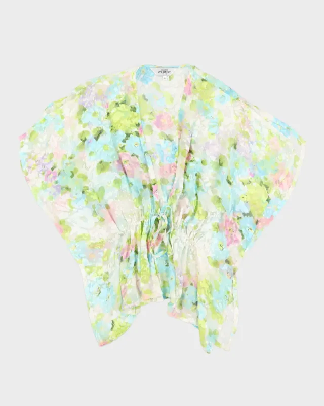 Floral Sheer Tie Up Blouse - S sold by Rokit