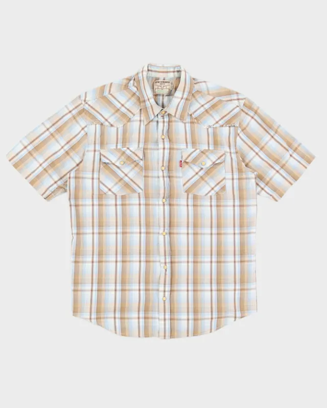Levi's Blue And Beige Checked Western Shirt - S / M sold by Rokit