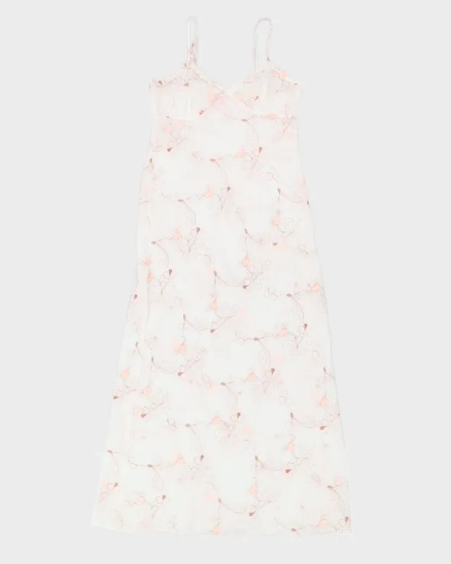 White Mesh Floral Long Slip Dress - XS sold by Rokit