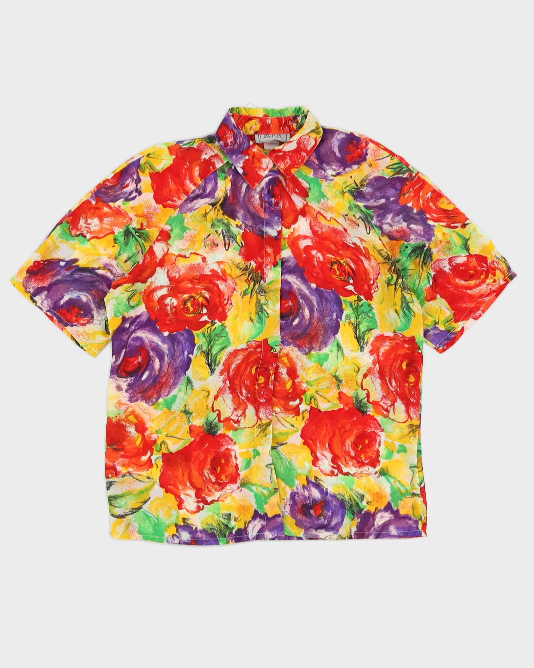 Vintage Bright Floral Patterned Shirt - M sold by Rokit