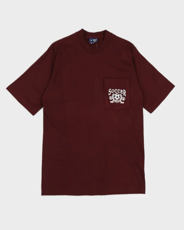 Vintage 90s Soccer Classic Maroon T-Shirt - M sold by Rokit
