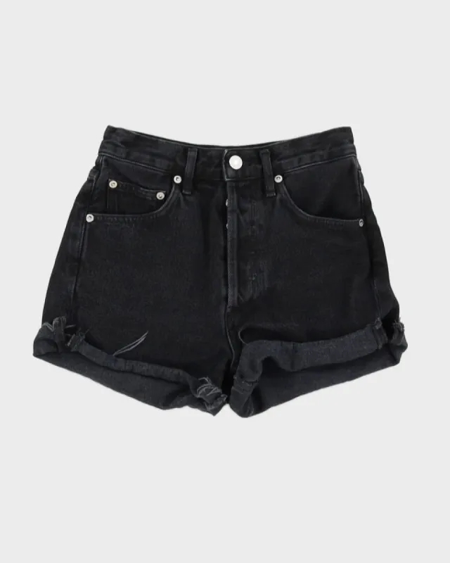AGOLDE Black Denim Cuffed Shorts - W24 sold by Rokit