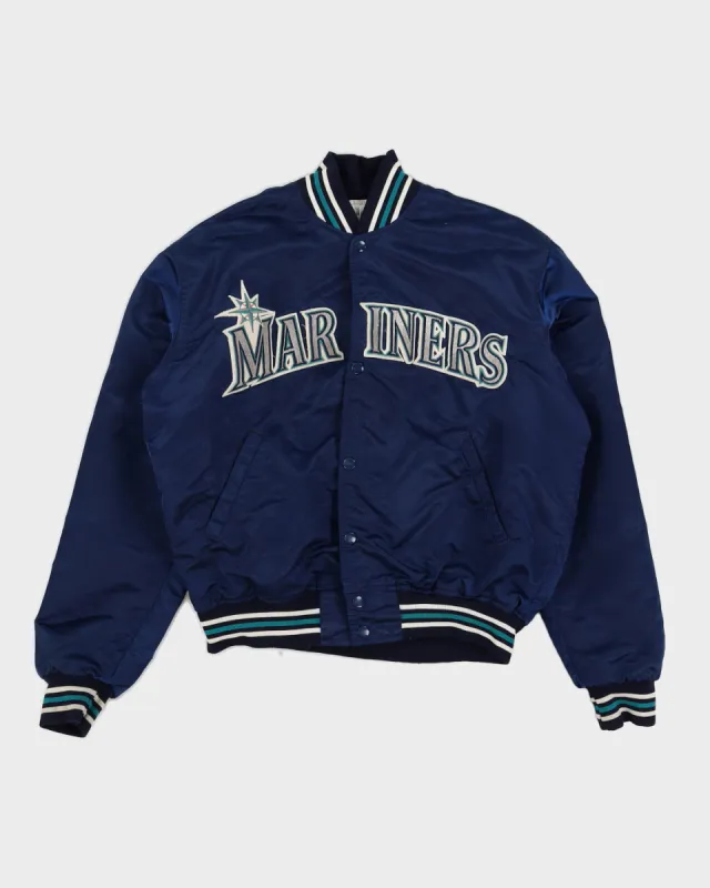 Vintage 80s Starter MLB Seattle Mariners Blue Navy Bomber Jacket - M sold by Rokit
