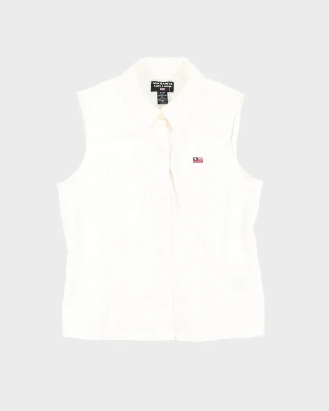 White Polo Jeans Sleeveless Shirt - M made by Rokit