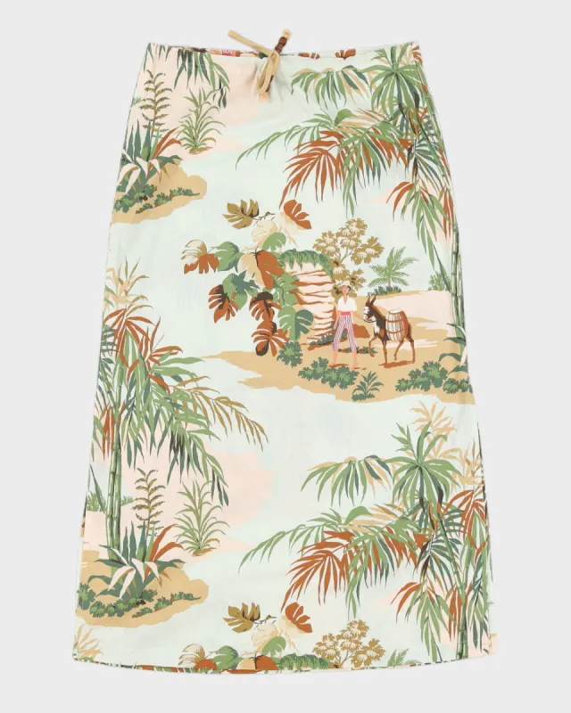 Leaf Print Low-Waisted Summer Skirt - XS sold by Rokit