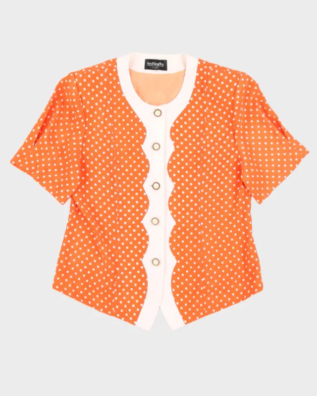Vintage 70s Infinite Paris Orange Polka Dot Blouse - M sold by Rokit