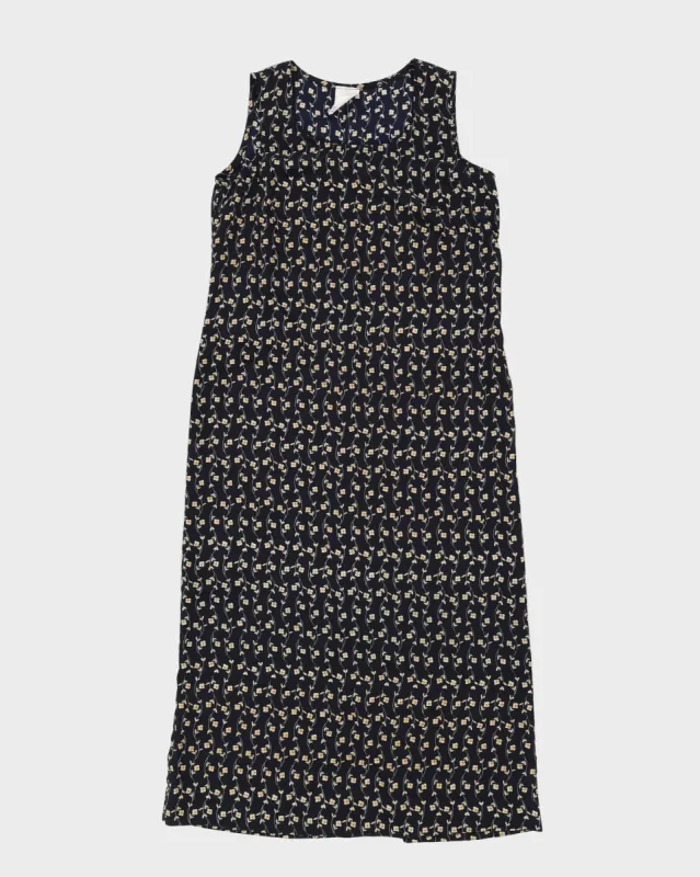 Navy Floral Vintage Summer Dress - S sold by Rokit