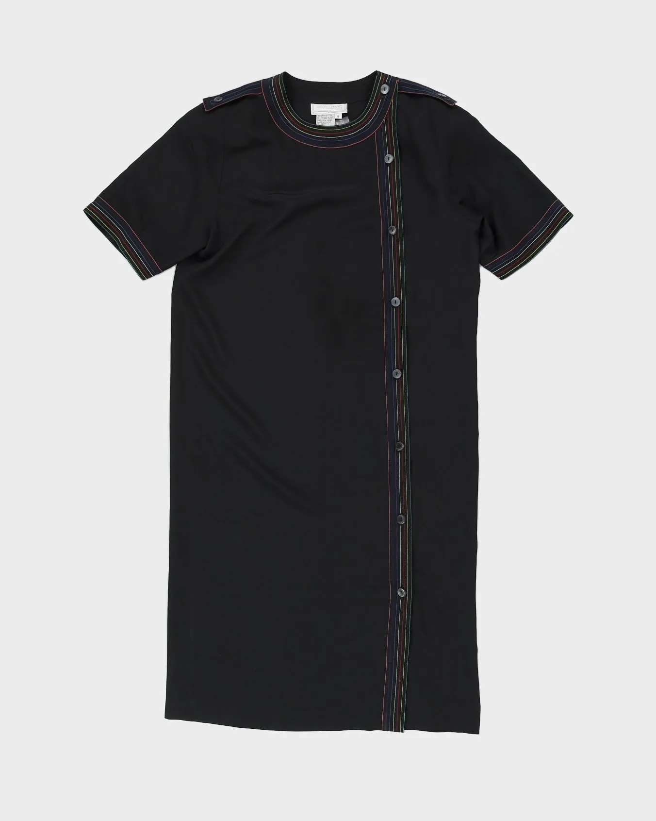 1980s Black Rainbow Stitch Dress - M sold by Rokit