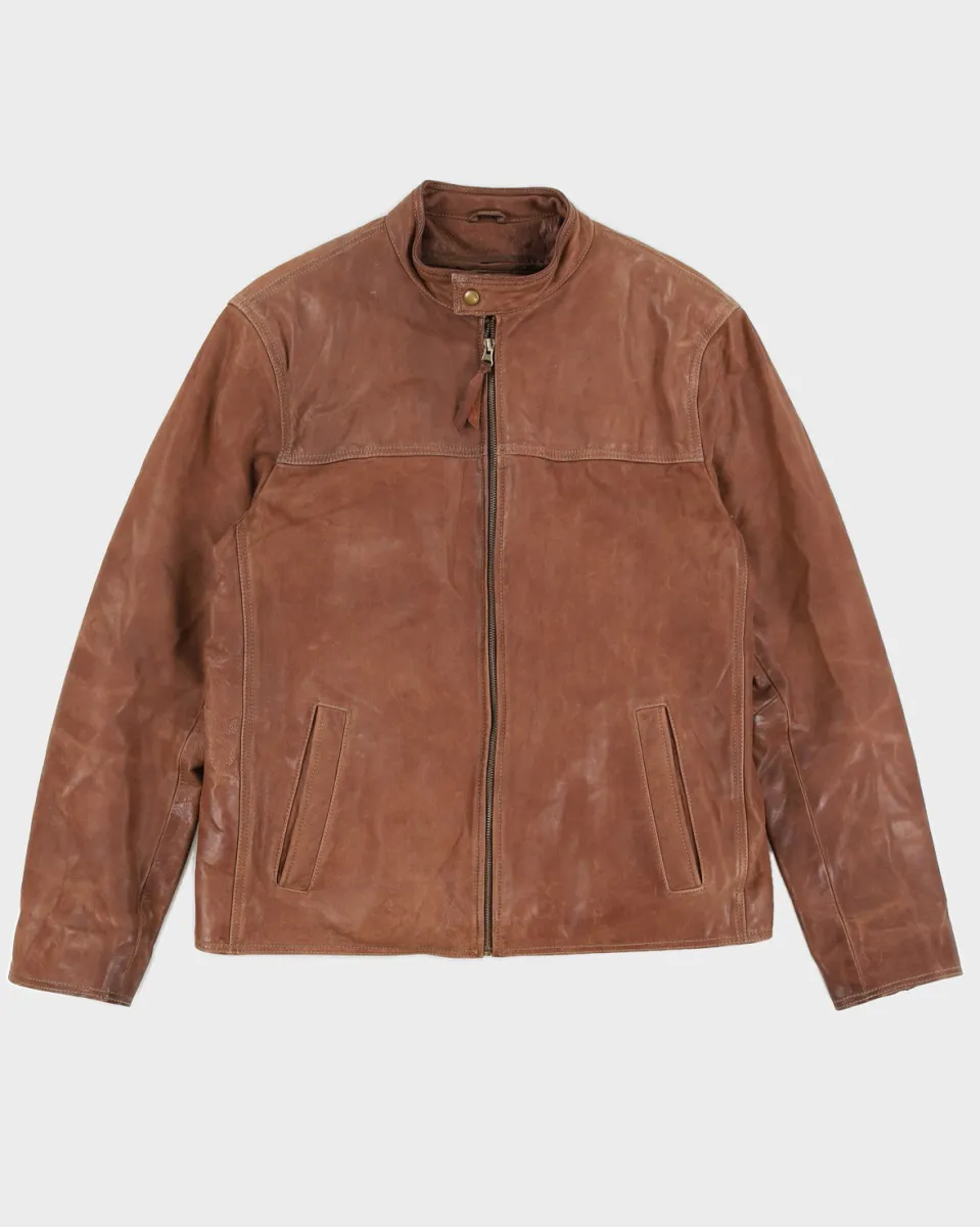 Vintage 00s Danier Brown Leather Zip Up Jacket - L sold by Rokit