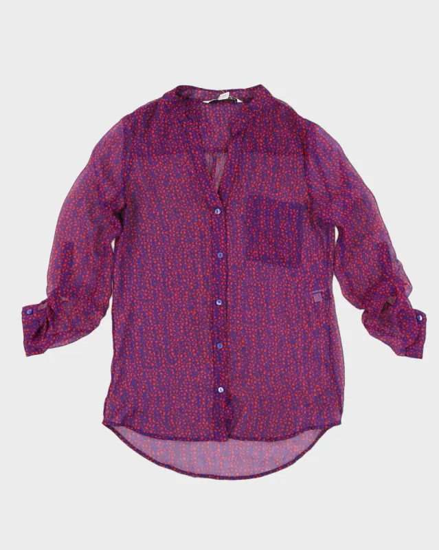 Diane Von Furstenberg Purple Silk Blouse - S sold by Rokit