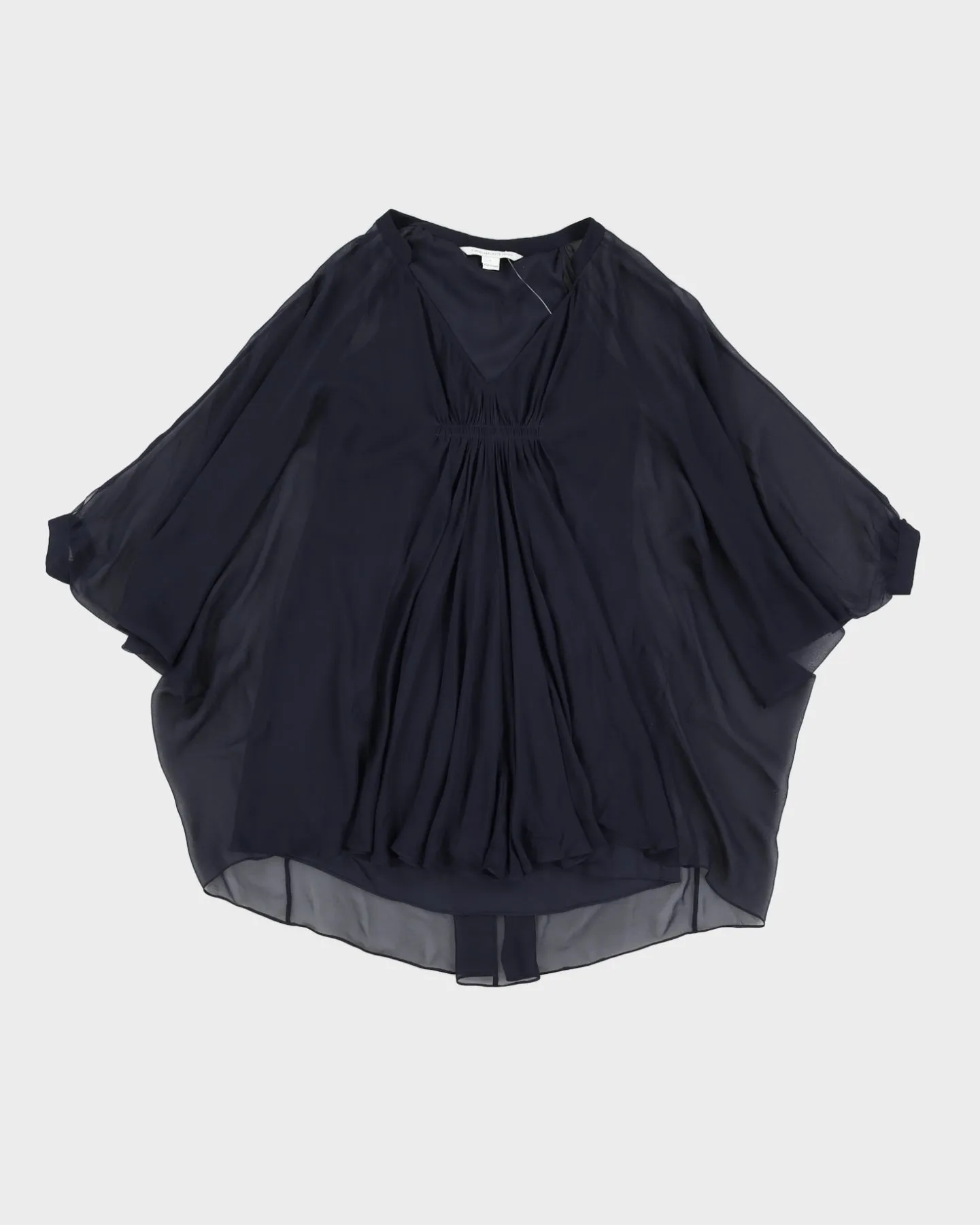 Diane Von Furstenberg Navy Silk Tunic - XS/S sold by Rokit