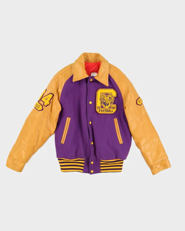Vintage 80S Leather Football Varsity Jacket - S made by Rokit