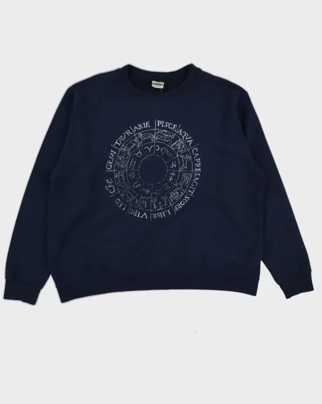 Vintage 90s Navy Astrology Sweatshirt - XL made by Rokit