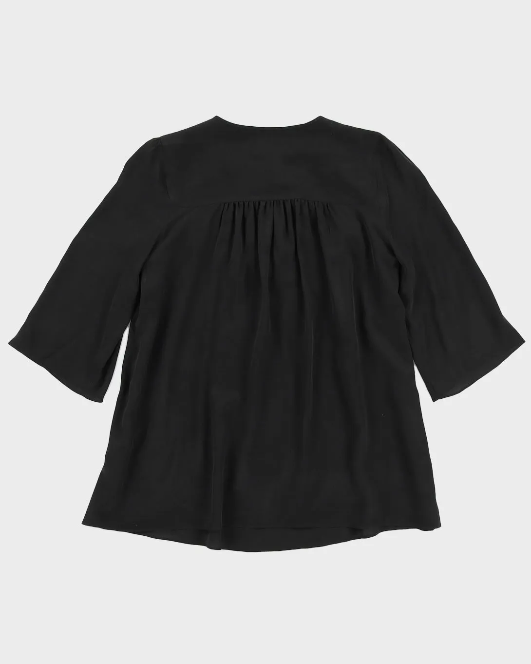 Max Mara Black Silk Tie Up Front Blouse - L sold by Rokit product image thumbnail 2