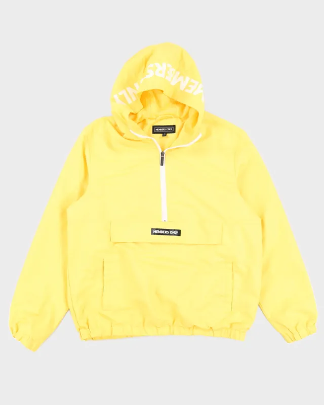 Members Only Yellow Hooded Quarter Zip Jacket - M made by Members Only