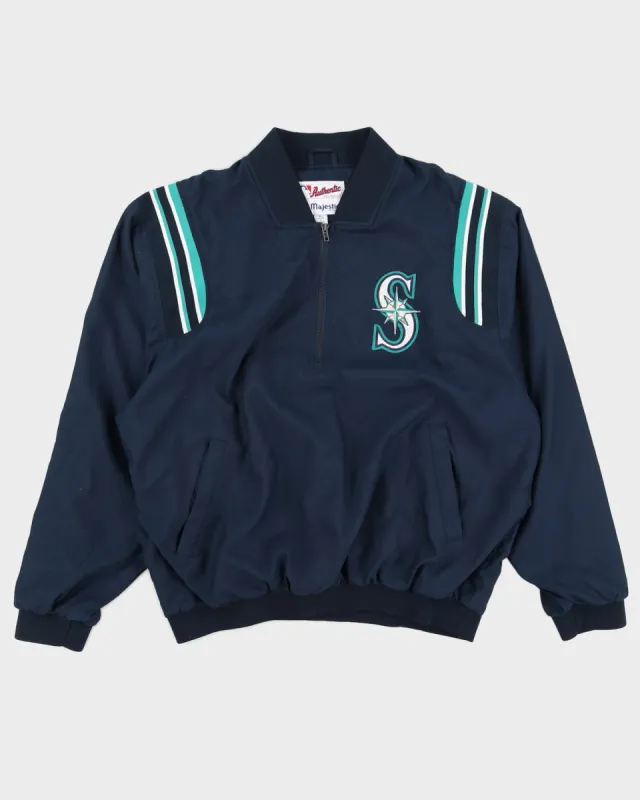 Majestic Athletics Seattle Mariners Quarter Zip Nylon Jacket - XL sold by Rokit
