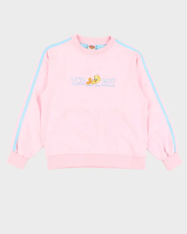 Y2K 00s Looney Tunes Pink Tweety Bird Sweatshirt - XS/S made by Rokit