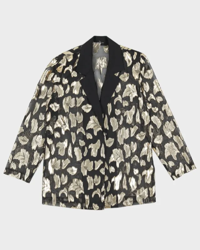 Black And Gold Lame Blazer Jacket - M sold by Rokit